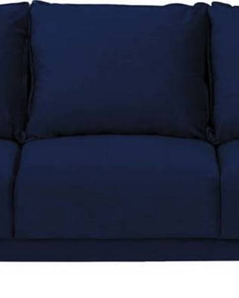 Mazzini Sofas Modrá sametová rozkládací pohovka s úložným prostorem Mazzini Sofas Freesia, 215 cm