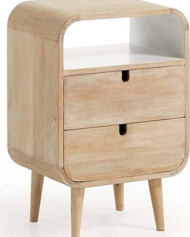 Noční stolek z mangového dřeva s 2 zásuvkami Kave Home Gerald, 40 x 30 cm