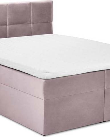 Růžová sametová dvoulůžková postel Mazzini Beds Mimicry, 200 x 200 cm