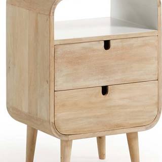 Noční stolek z mangového dřeva s 2 zásuvkami Kave Home Gerald, 40 x 30 cm