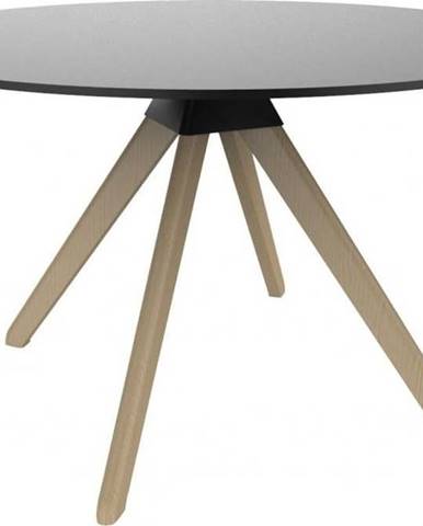 Černý jídelní stůl s podnožím z bukového dřeva Magis Cuckoo, ø 120 cm