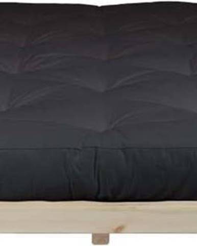 Dvoulůžková postel z borovicového dřeva s matrací Karup Design Dock Comfort Mat Natural Clear/Black, 160 x 200 cm