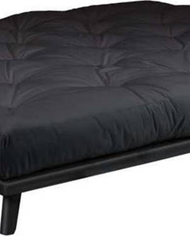 Dvoulůžková postel z borovicového dřeva s matrací Karup Design Senza Comfort Mat Black/Black, 180 x 200 cm
