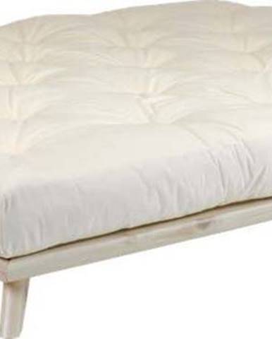 Dvoulůžková postel z borovicového dřeva s matrací Karup Design Senza Comfort Mat Natural Clear/Natural, 160 x 200 cm