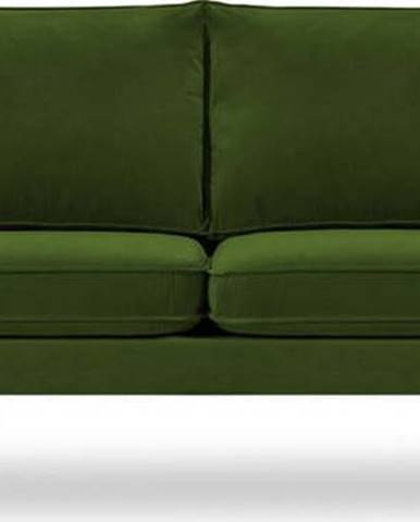 Zelená sametová pohovka s černými nohami Kooko Home Lento, 198 cm