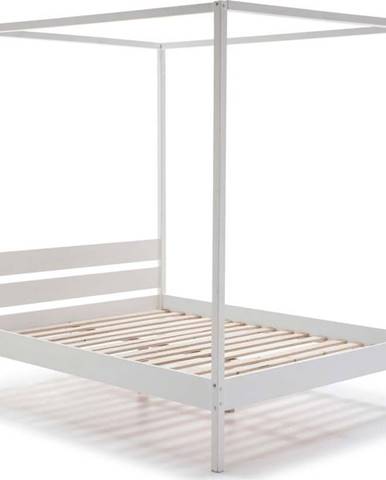 Bílá dřevěná postel Marckeric Dossel, 140 x 190 cm