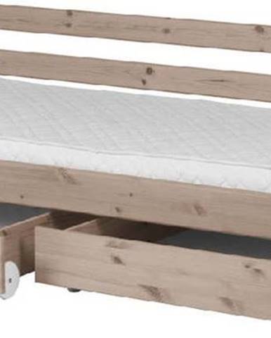 Hnědá dětská postel z borovicového dřeva s 2 zásuvkami Flexa Classic, 90 x 200 cm
