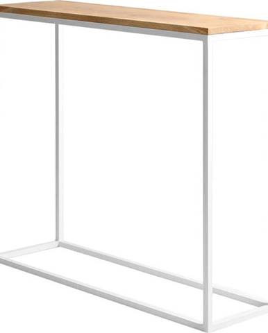 Bílý konzolový stolek s dubovou deskou CustomForm Julita