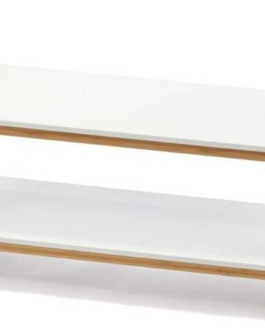 Bílý dvoupatrový botník s bambusovou konstrukcí Bonami Essentials Lora