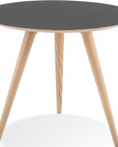 Odkládací stolek z dubového dřeva s černou deskou Gazzda Arp, ⌀ 55 cm
