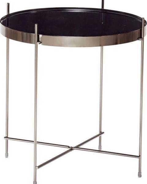 Hübsch Černý odkládací stolek se zrcadlovou deskou Hübsch Dorotea, ø 43 cm