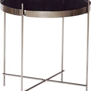 Černý odkládací stolek se zrcadlovou deskou Hübsch Dorotea, ø 43 cm