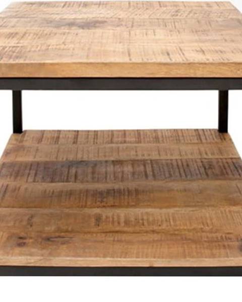 LABEL51 Černý konferenční stolek s deskou z mangového dřeva LABEL51 Vintage, 60 x 60 cm