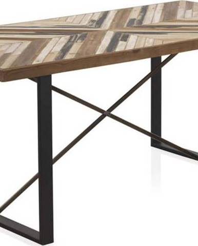 Jídelní stůl s kovovými nohami a deskou z recyklovaného dřeva Geese, 180 x 90 cm