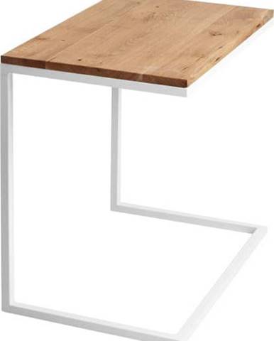 Stůl s bílým podnožím a deskou z masivního dubu Custom Form Lupe