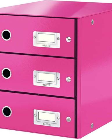 Růžový kartonový organizér na dokumenty Click&Store - Leitz