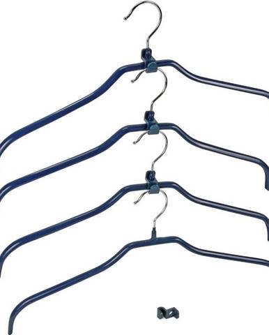 Sada 4 modrých protiskluzových ramínek na oblečení a držáků Wenko Hanger Slim