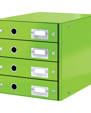 Zelený box se 4 zásuvkami Leitz Office, délka 36 cm
