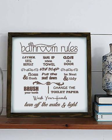 Nástěnný obraz Bathroom Rules, 34 x 34 cm
