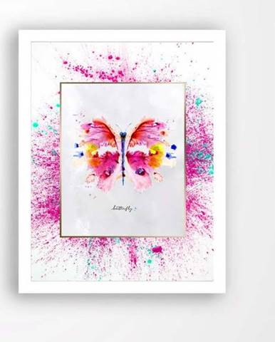 Nástěnný obraz na plátně v bílém rámu Tablo Center Butterfly, 29 x 24 cm