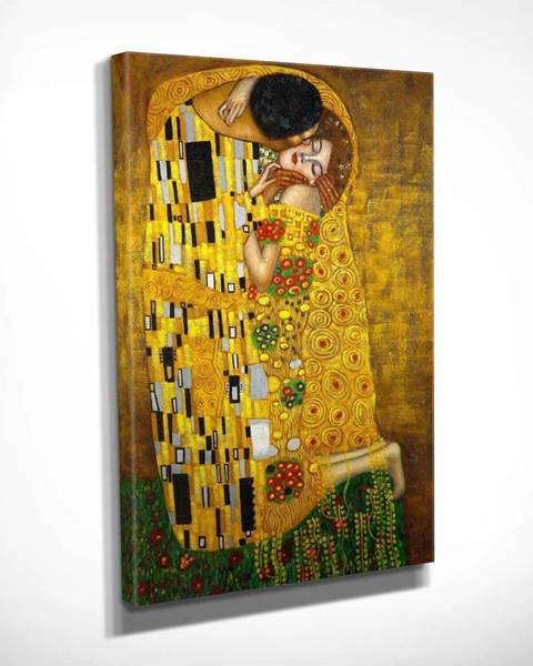 VeGA Nástěnná reprodukce na plátně Gustav Klimt The Kiss, 30 x 40 cm