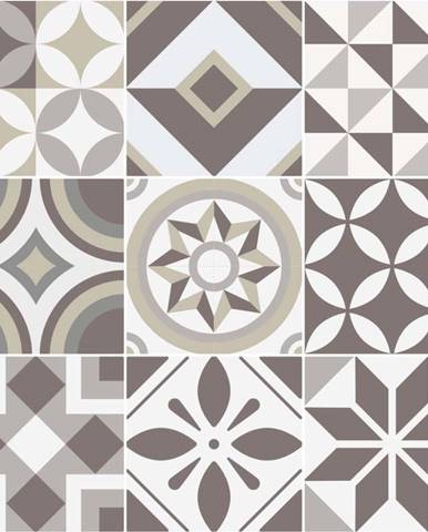 Sada 9 nástěnných samolepek Ambiance Tiles Azulejos Geometric, 10 x 10 cm