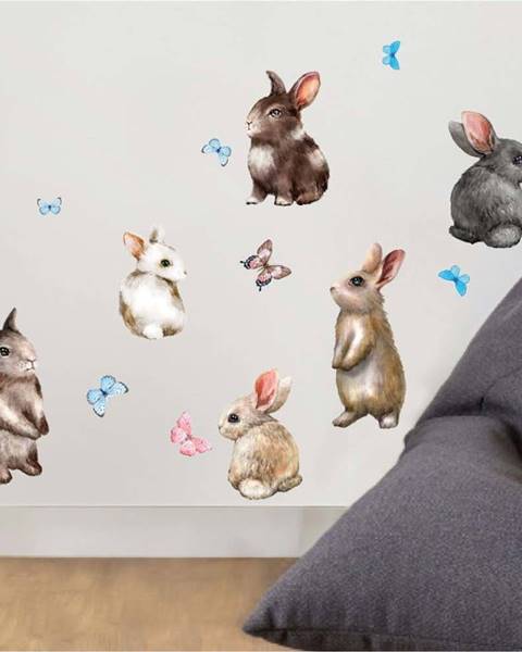 Nástěnné dětské samolepky Ambiance Baby Rabbits