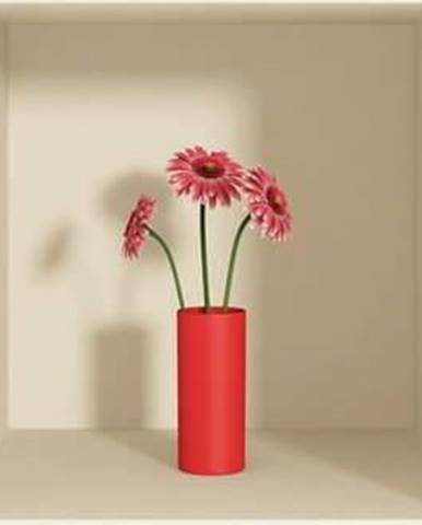 Sada 3 samolepek s 3D efektem Ambiance Flowers