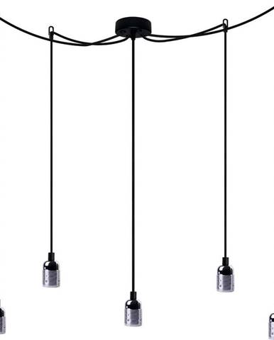 Černé pětiramenné závěsné svítidlo s detaily ve stříbrné barvě Bulb Attack Uno Cassie