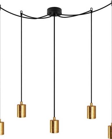 Černé pětiramenné závěsné svítidlo s detaily ve zlaté barvě Bulb Attack Cero