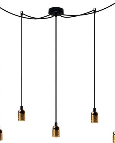 Černé pětiramenné závěsné svítidlo s detaily ve zlaté barvě Bulb Attack Uno Cassie