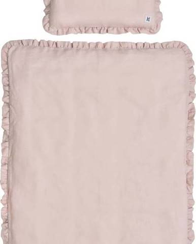 Růžové dětské lněné povlečení BELLAMY Dusty Pink, 100 x 135 cm