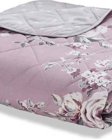 Světle fialový prošívaný přehoz přes postel Catherine Lansfield Canterbury Rose, 220 x 230 cm
