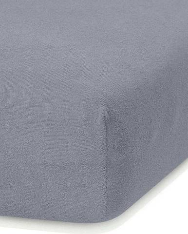 Tmavě šedé elastické prostěradlo s vysokým podílem bavlny AmeliaHome Ruby, 100/120 x 200 cm