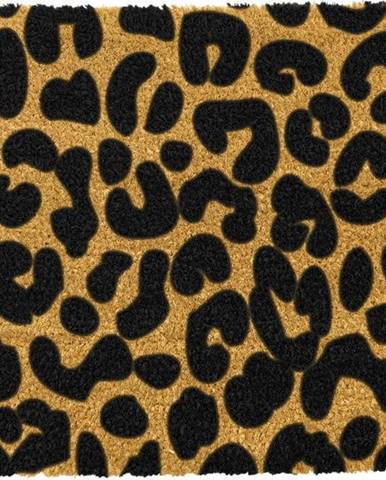 Černá rohožka z přírodního kokosového vlákna Artsy Doormats Leopard, 40 x 60 cm