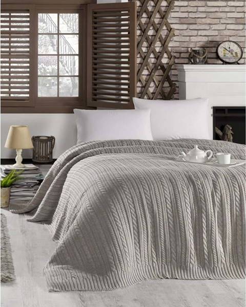 Homemania Decor Tmavě béžový přehoz přes postel s příměsí bavlny Homemania Decor Camila, 220 x 240 cm