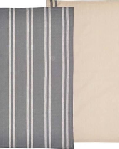 Set 2 béžovo-šedých utěrek z bavlny Södahl, 50 x 70 cm