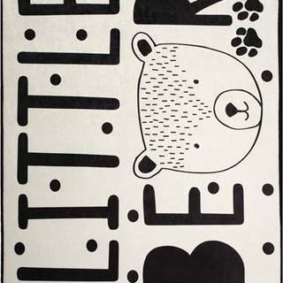 Černo-bílý dětský protiskluzový koberec Conceptum Hypnose Little Bear, 100 x 160 cm