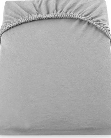 Ocelově šedé elastické džersejové prostěradlo DecoKing Amber Collection, 200/220 x 200 cm