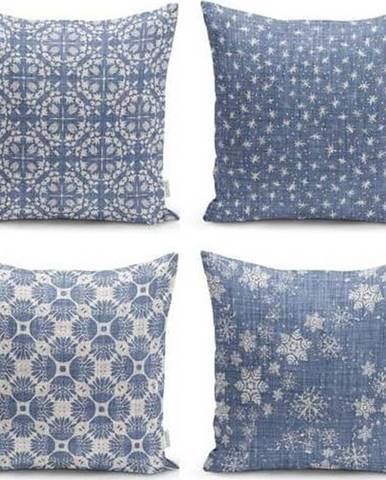 Sada 4 dekorativních povlaků na polštáře Minimalist Cushion Covers Minimalist Drawing Blue, 45 x 45 cm