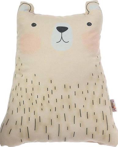 Hnědý dětský polštářek s příměsí bavlny Mike & Co. NEW YORK Pillow Toy Bear Cute, 22 x 30 cm