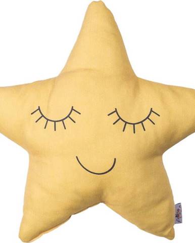 Žlutý dětský polštářek s příměsí bavlny Mike & Co. NEW YORK Pillow Toy Star, 35 x 35 cm