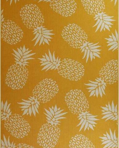 Žlutý venkovní koberec Floorita Ananas, 133 x 190 cm