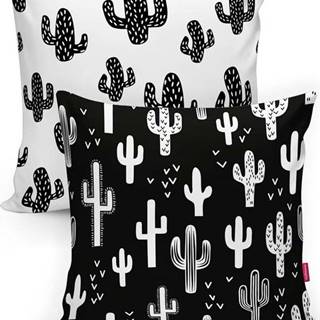 Sada 2 povlaků na polštáře Minimalist Cushion Covers BW Cactuses, 45 x 45 cm