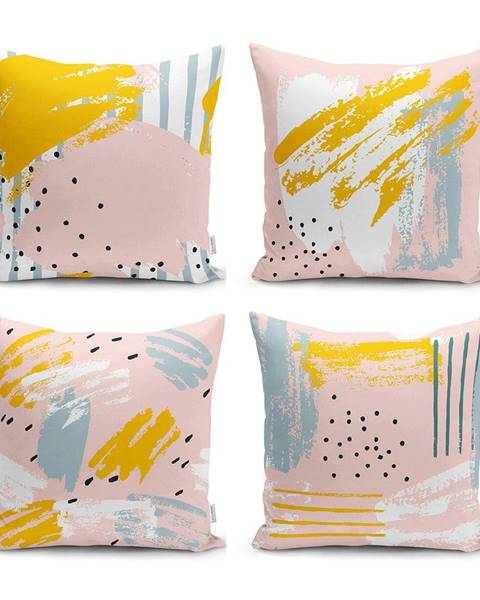 Minimalist Cushion Covers Sada 4 dekorativních povlaků na polštáře Minimalist Cushion Covers Pastel Design, 45 x 45 cm
