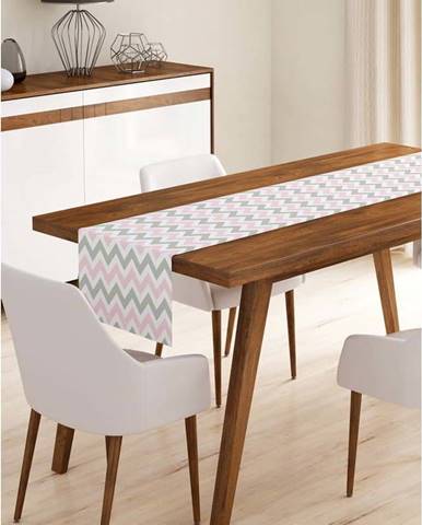 Běhoun na stůl z mikrovlákna Minimalist Cushion Covers Pinky Grey Stripes, 45 x 140 cm