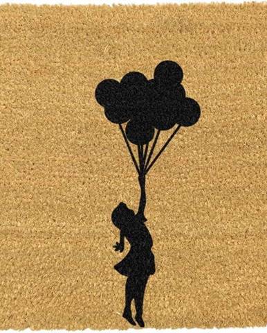 Rohožka z přírodního kokosového vlákna Artsy Doormats Flying Balloon Girl, 40 x 60 cm