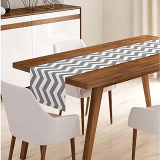 Běhoun na stůl z mikrovlákna Minimalist Cushion Covers Grey Stripes, 45 x 140 cm