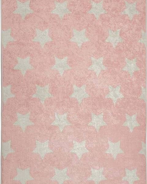 Chilai Růžový dětský protiskluzový koberec Conceptum Hypnose Stars, 140 x 190 cm