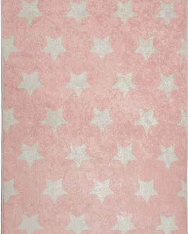 Růžový dětský protiskluzový koberec Chilai Stars, 140 x 190 cm